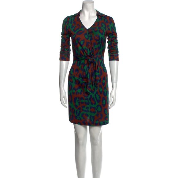 DIANE VON FURSTENBERG Savannah Leopard-Print Wrap Dress Silk Size US 2 Women's - Picture 5 of 8